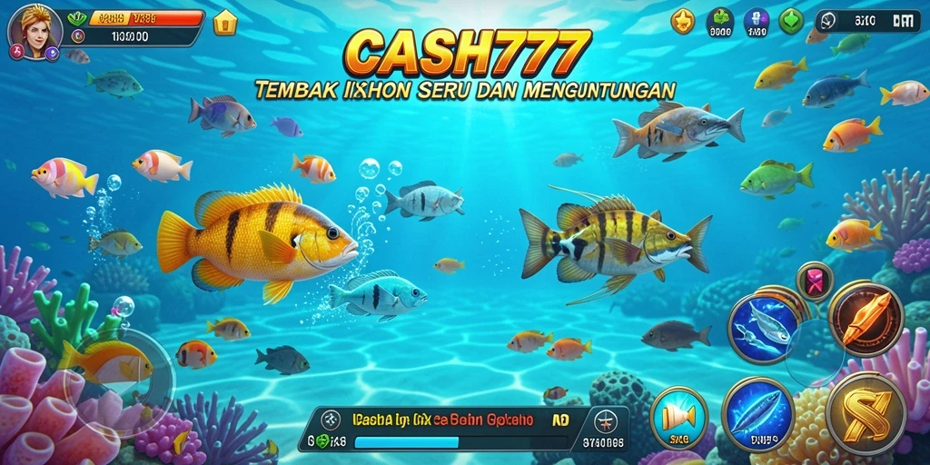 Gameplay seru Tembak Ikan dengan efek menarik.