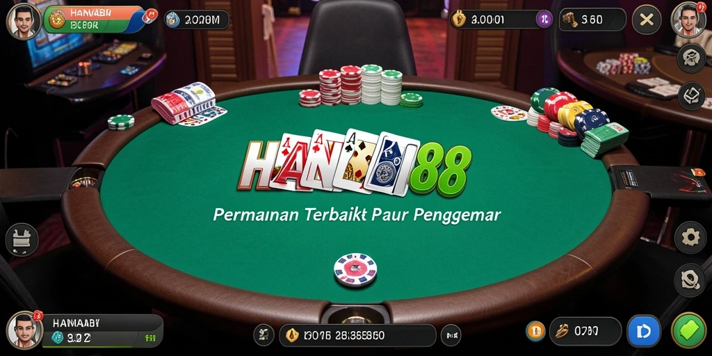 Tampilan gameplay poker yang seru dan menarik di HANABI88.