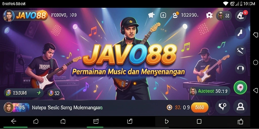 Tampilan seru gameplay JAVO88 dengan interaksi musik menarik.