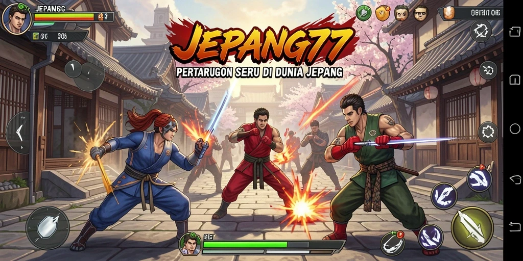 Screenshot gameplay JEPANG77 menampilkan pertarungan intense dan karakter dinamis.