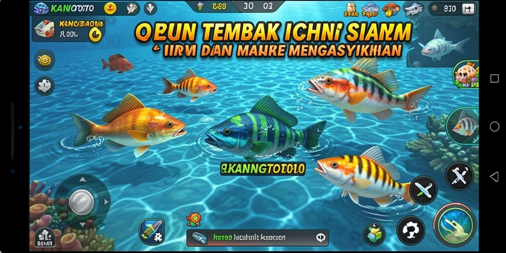 Tangkapan layar gameplay KANGTOTO yang menampilkan aksi tembak ikan yang seru.