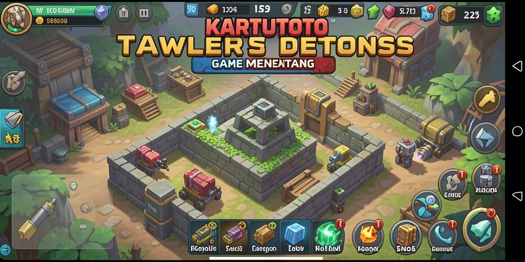 Screenshot KARTUTOTO menampilkan aksi intens permainan Tower Defense yang seru.