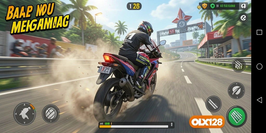 Tampilan seru dari gameplay balap motor yang mendebarkan.