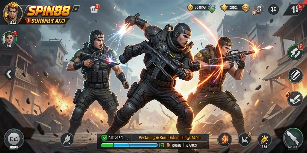 Screenshot SPIN88 menampilkan aksi pertempuran yang mendebarkan.