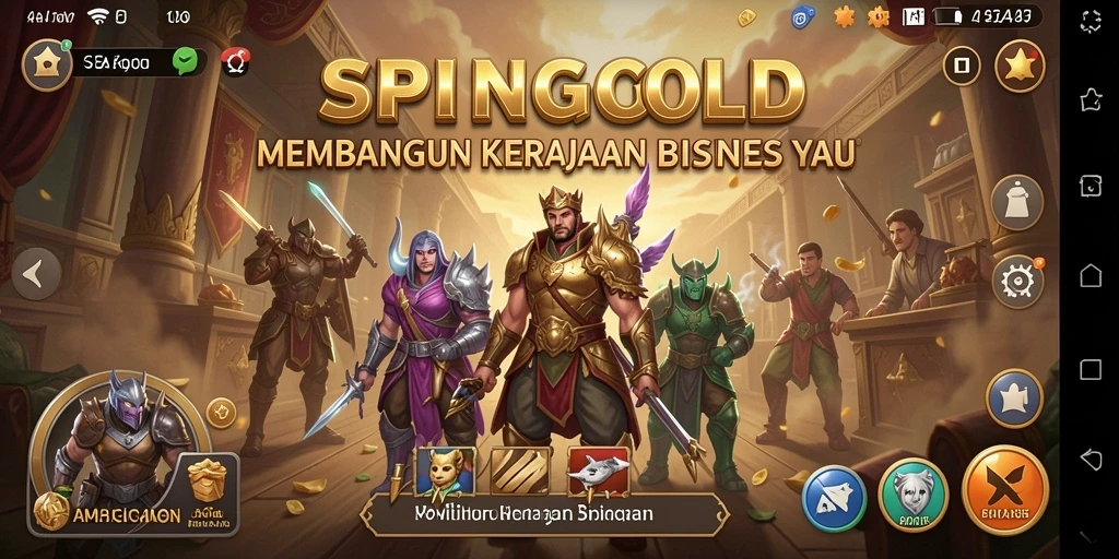 Tampilan gameplay SPINGOLD menampilkan strategi bisnis yang menarik.